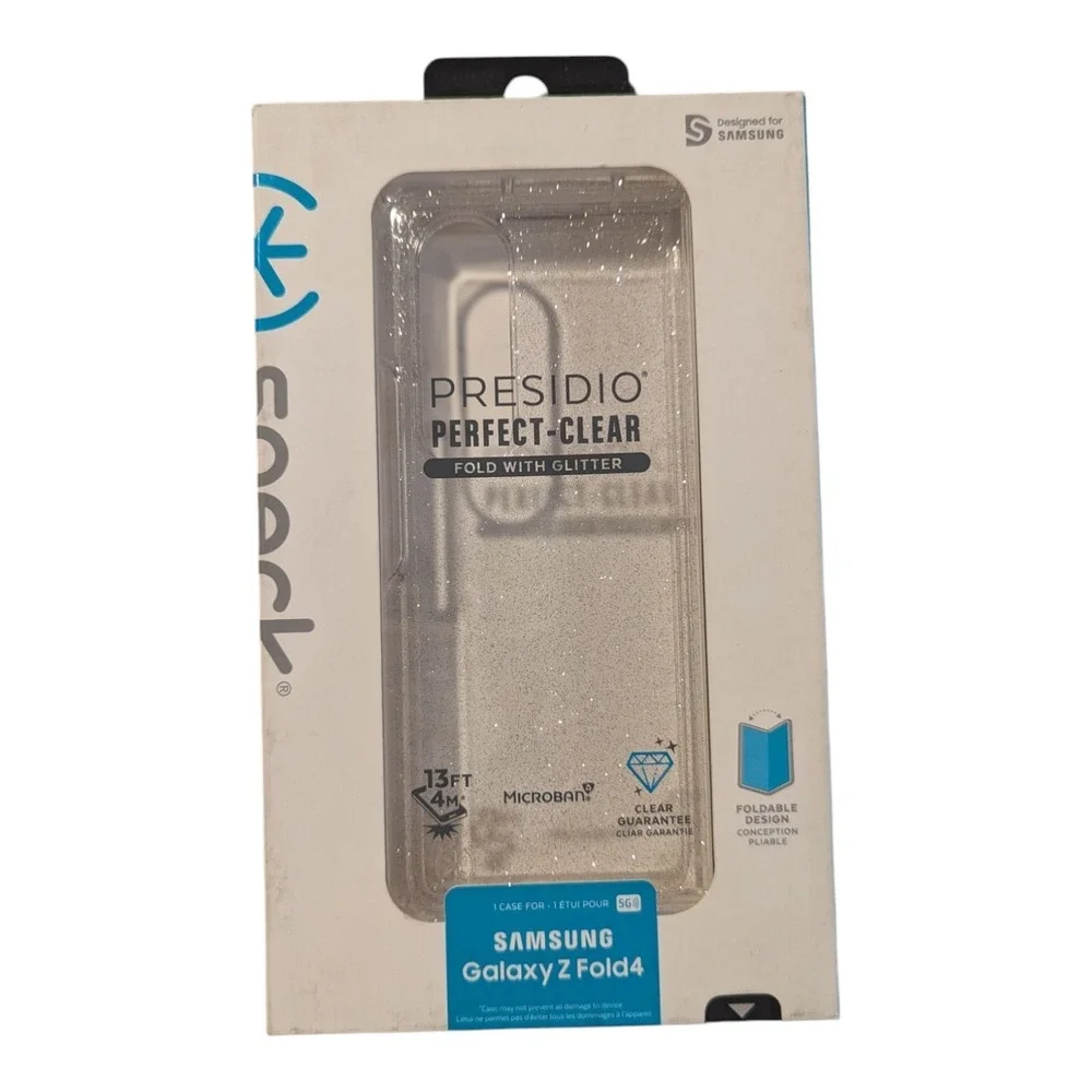 D5. Speck Presidio Perfect-Clear Fold Case For Samsung Galaxy Z Fold4 - Glitter